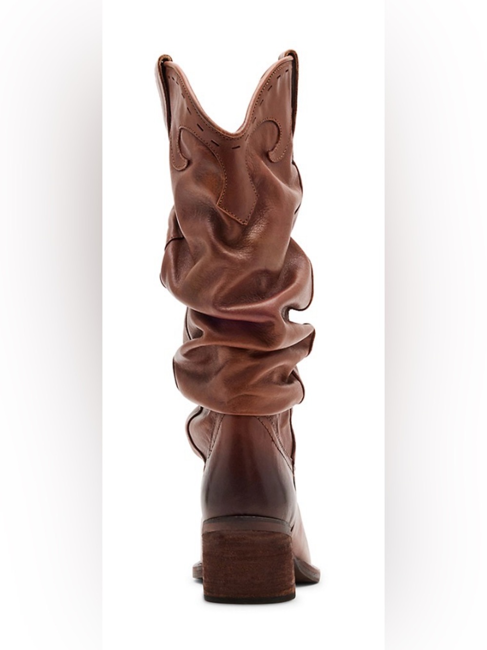 STEVE MADDEN Brown Leather Slouchy Western Heeled Boot. - Picture 3 of 8